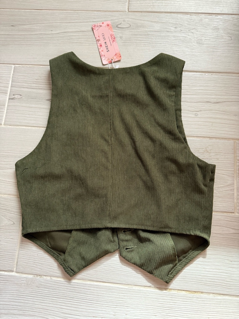 BWT Cropped Green Corduroy Vest - Picture 4 of 4